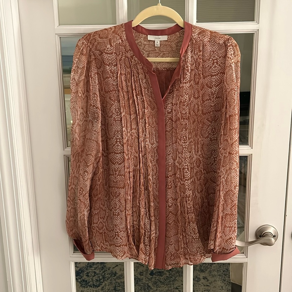 Joie Pink Snake Print Blouse (Silk!)